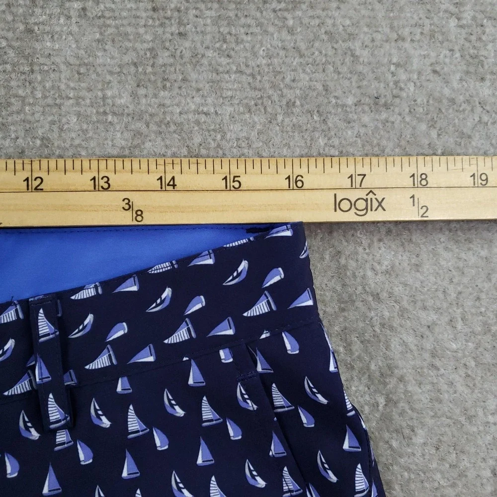 Fairway & Greene Shorts Mens 32 Blue Bermuda Stretch Pockets Sailboat Golf‎